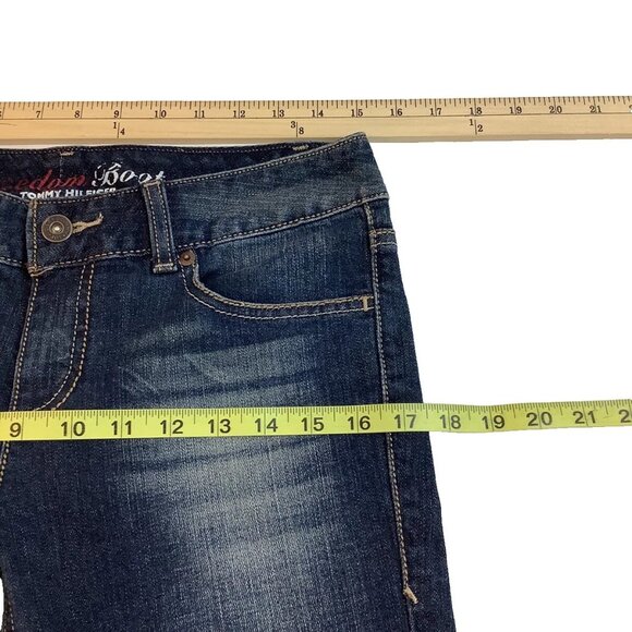Tommy Hilfiger Freedom Boot Blue Denim Jeans Size 6S Low Rise Stretch - Picture 7 of 13